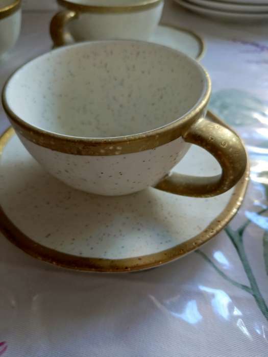 Фотография покупателя товара Чайная пара фарфоровая Magistro Poursephona, 2 предмета: чашка 240 мл, блюдце d=16 см, цвет бежевый - Фото 6