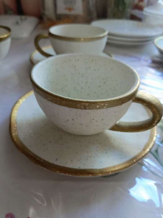 Фотография покупателя товара Чайная пара фарфоровая Magistro Poursephona, 2 предмета: чашка 240 мл, блюдце d=16 см, цвет бежевый
