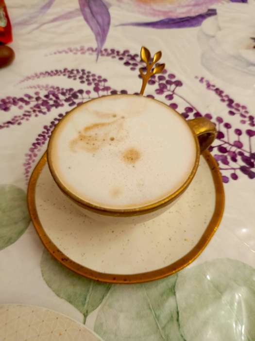 Фотография покупателя товара Чайная пара фарфоровая Magistro Poursephona, 2 предмета: чашка 240 мл, блюдце d=16 см, цвет бежевый - Фото 2