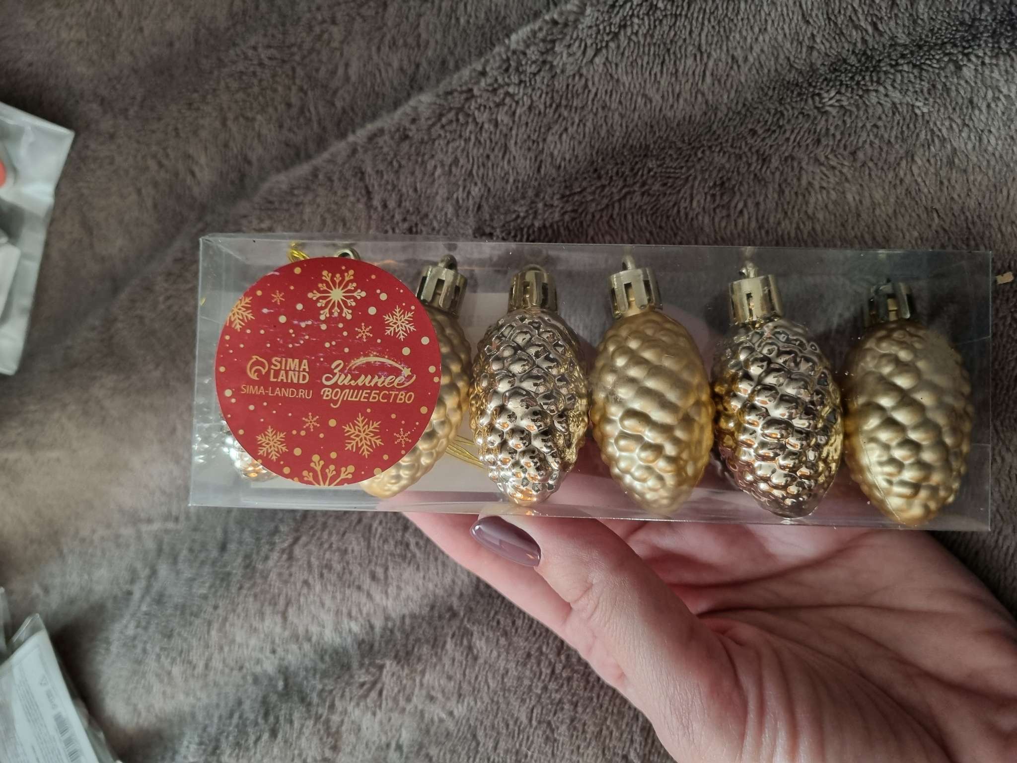 Фотография покупателя товара Ёлочные игрушки 6 шт. «Лесные шишки» 2.5×4 см, золото - Фото 4