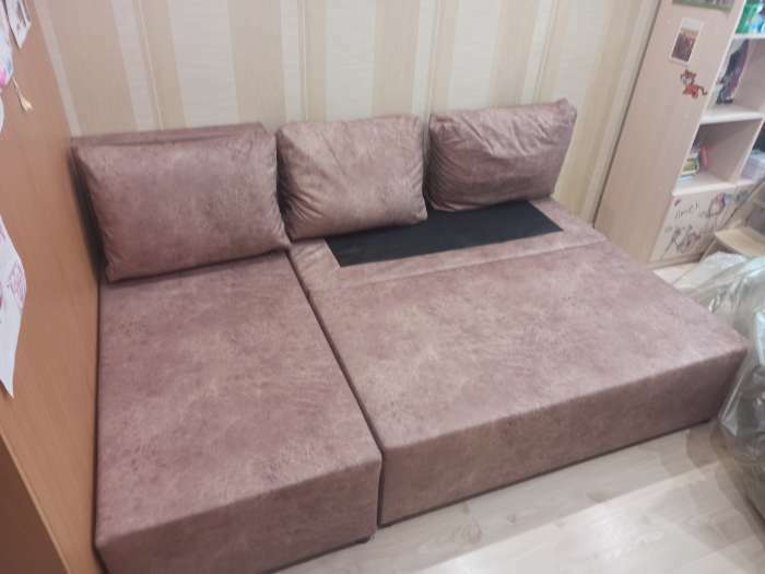 Фотография покупателя товара Угловой диван «Алиса», еврокнижка, велюр dakota, цвет nut - Фото 4