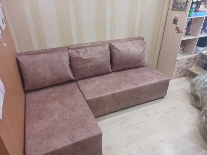 Фотография покупателя товара Угловой диван «Алиса», еврокнижка, велюр dakota, цвет beige - Фото 3