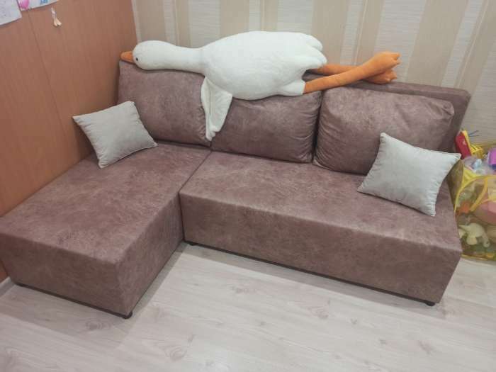 Фотография покупателя товара Угловой диван «Алиса», еврокнижка, велюр dakota, цвет ivory - Фото 2