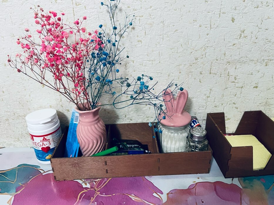 Фотография покупателя товара Органайзер деревянный для чая и кухонных принадлежностей Доляна, 33×12×6 см, цвет мокко