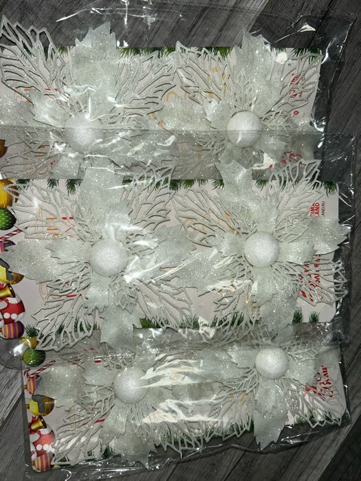 Фотография покупателя товара Украшение ёлочное "Снежный цветок" (набор 2 шт) 15 см, белый - Фото 2