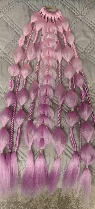 Фотография покупателя товара ZUMBA Канекалон двухцветный, гофрированный, 60 см, 100 гр, цвет малиновый/светло-розовый - Фото 5