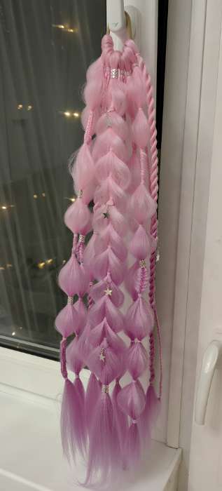 Фотография покупателя товара ZUMBA Канекалон двухцветный, гофрированный, 60 см, 100 гр, цвет розовый/голубой(#BY38) - Фото 6