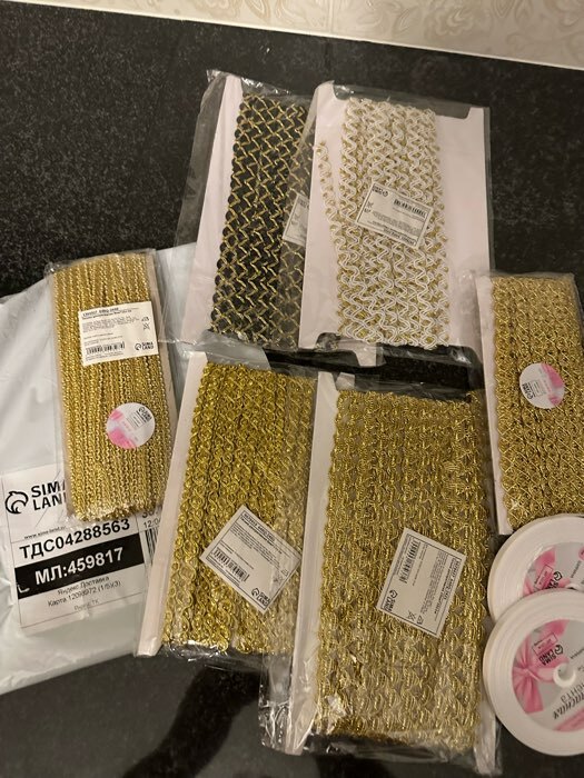 Фотография покупателя товара Тесьма декоративная, 13 мм, 10 ± 1 м, цвет золотой - Фото 1