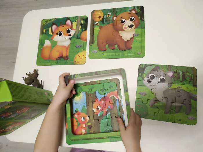 Фотография покупателя товара Пазлы 4 в 1 «Лесные жители», 4, 6, 9, 12 элементов - Фото 2