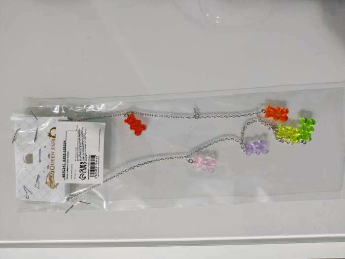 Фотография покупателя товара Колье «Мармеладный мишка» компания, цветное в серебре, 50 см