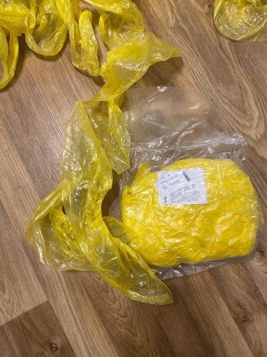 Фотография покупателя товара Бахилы жёлтые ПНД 18 мкр 2,6 гр 25 пар/уп - Фото 1