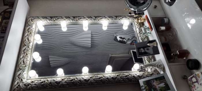 Фотография покупателя товара Комплект светильников для подсветки зеркала, 12шт, контроллер, от USB, 3000 - 6500К - Фото 1