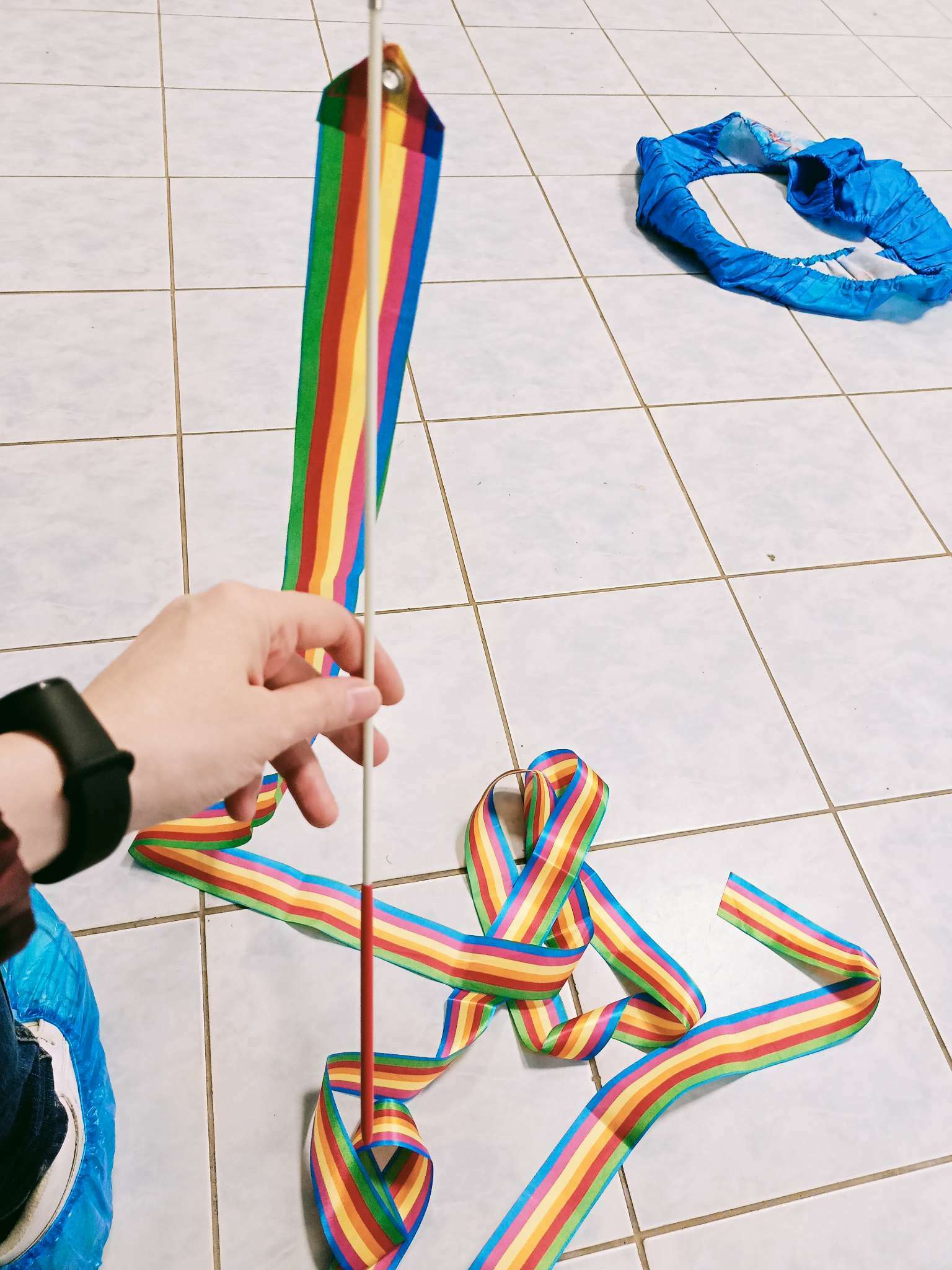Фотография покупателя товара Лента для художественной гимнастики с палочкой Grace Dance, 4 м, цвет радуга - Фото 2