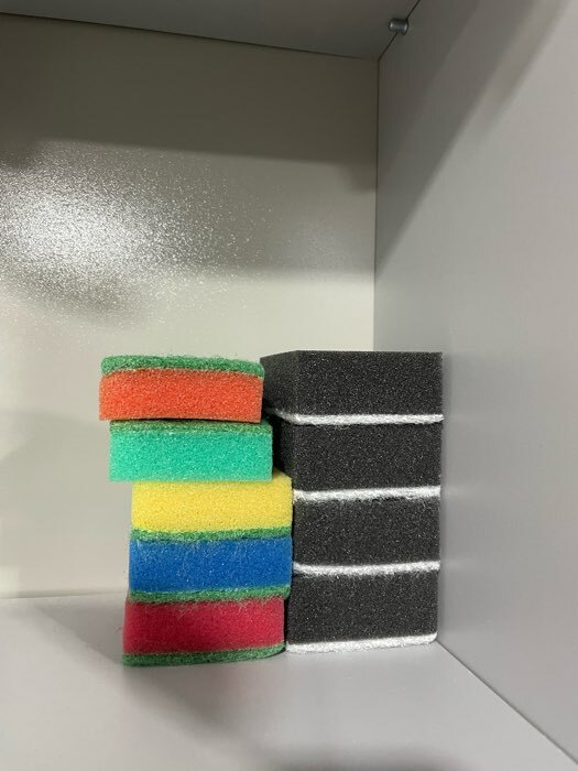 Фотография покупателя товара Набор губок для мытья посуды Raccoon, 5 шт., с частицами угля, 8.8×6×3 см, серый - Фото 5