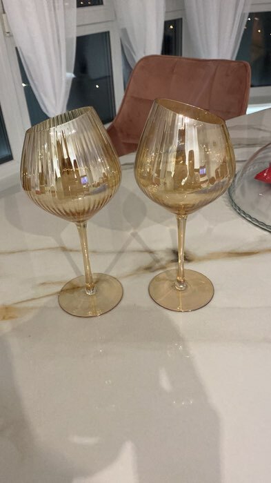 Фотография покупателя товара Бокал для вина Magistro «Иллюзия», 550 мл, 10×24 см, стекло, золотистый - Фото 3