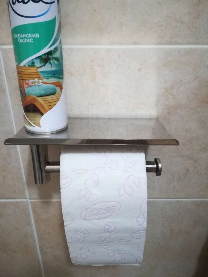 Фотография покупателя товара Держатель для туалетной бумаги с полочкой, 18×10×9 см, хром - Фото 10