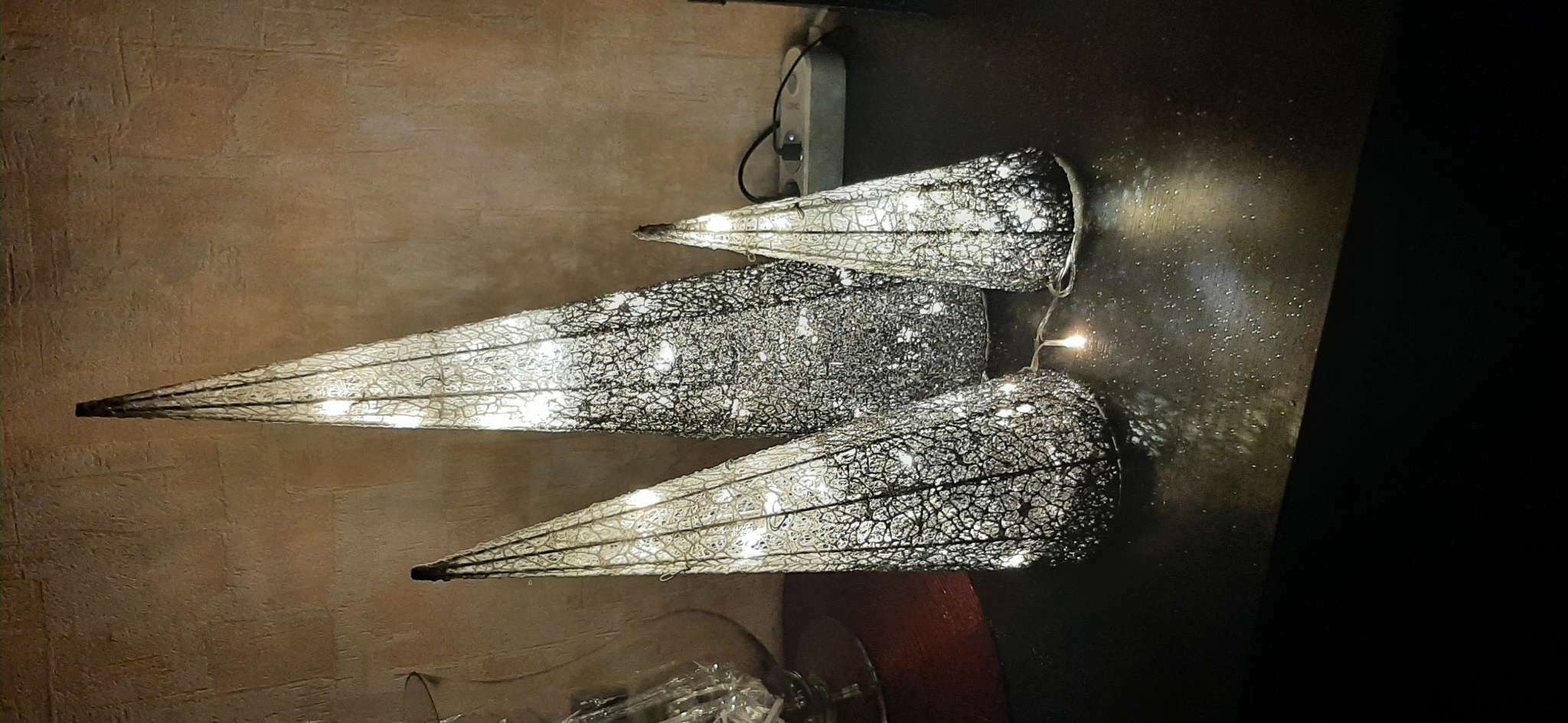 Фотография покупателя товара Светодиодная фигура «Бежевые конусы» 30, 45, 60 см, текстиль, металл, 220 В, свечение тёплое белое - Фото 1