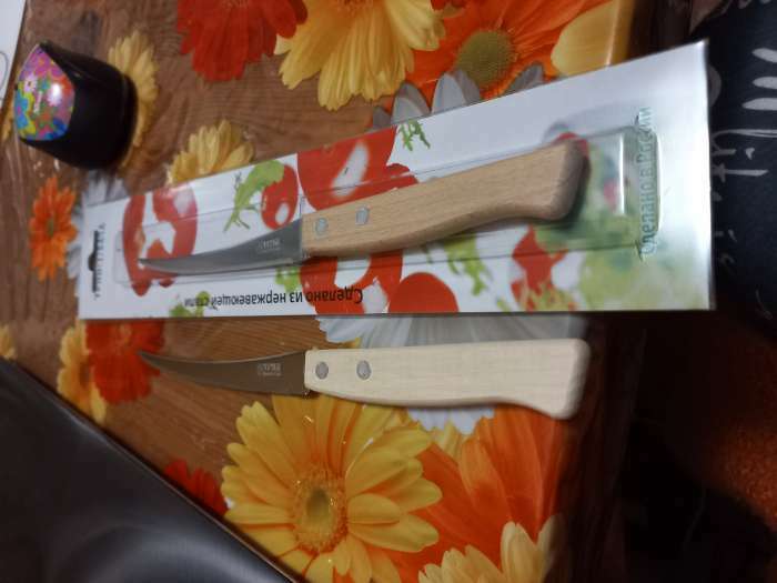 Фотография покупателя товара Нож кухонный «Ретро», для томатов, лезвие 12 см, с деревянной ручкой, цвет бежевый - Фото 1