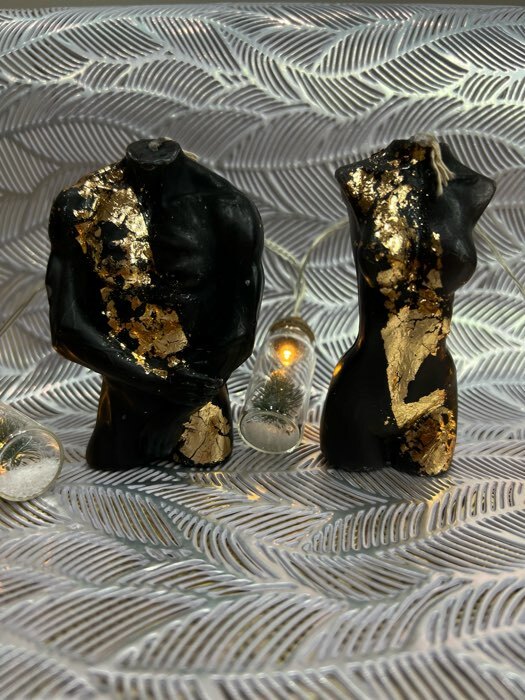 Фотография покупателя товара Фигурная свеча "Женское тело №1" молочная с поталью 9см - Фото 2