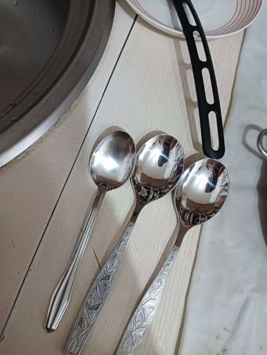 Фотография покупателя товара Ложка десертная «Уралочка», толщина 2 мм, цвет серебряный