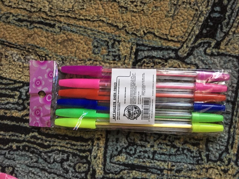 Фотография покупателя товара Набор ручек шариковых, 6 цветов, корпус прозрачный с цветными колпачками - Фото 5