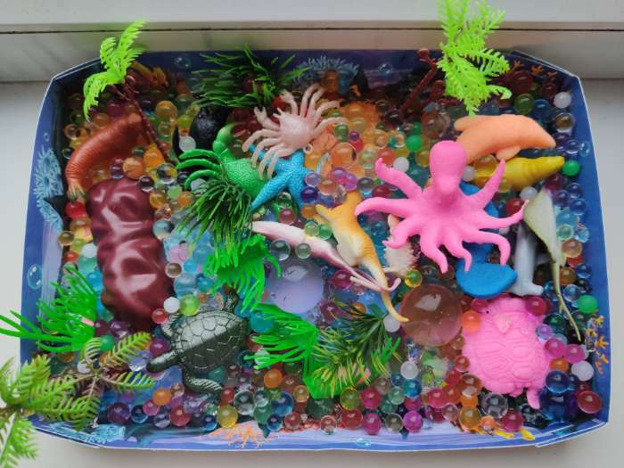 Фотография покупателя товара Тактильная коробочка «Создай свой океанариум», с растущими игрушками