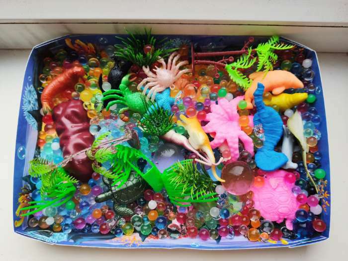 Фотография покупателя товара Тактильная коробочка «Создай свой океанариум», с растущими игрушками - Фото 3