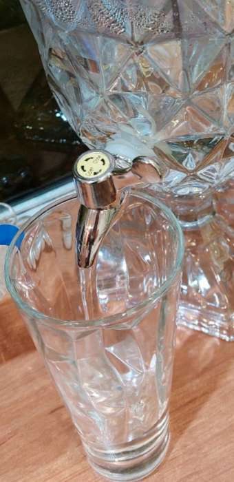 Фотография покупателя товара Диспенсер для напитков стеклянный «Сияние», 3 л, 17×48 см, цвет перламутровый