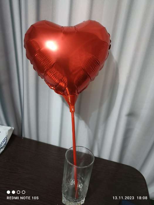 Фотография покупателя товара Шар фольгированный 10" «Сердце», с палочкой, цвет красный