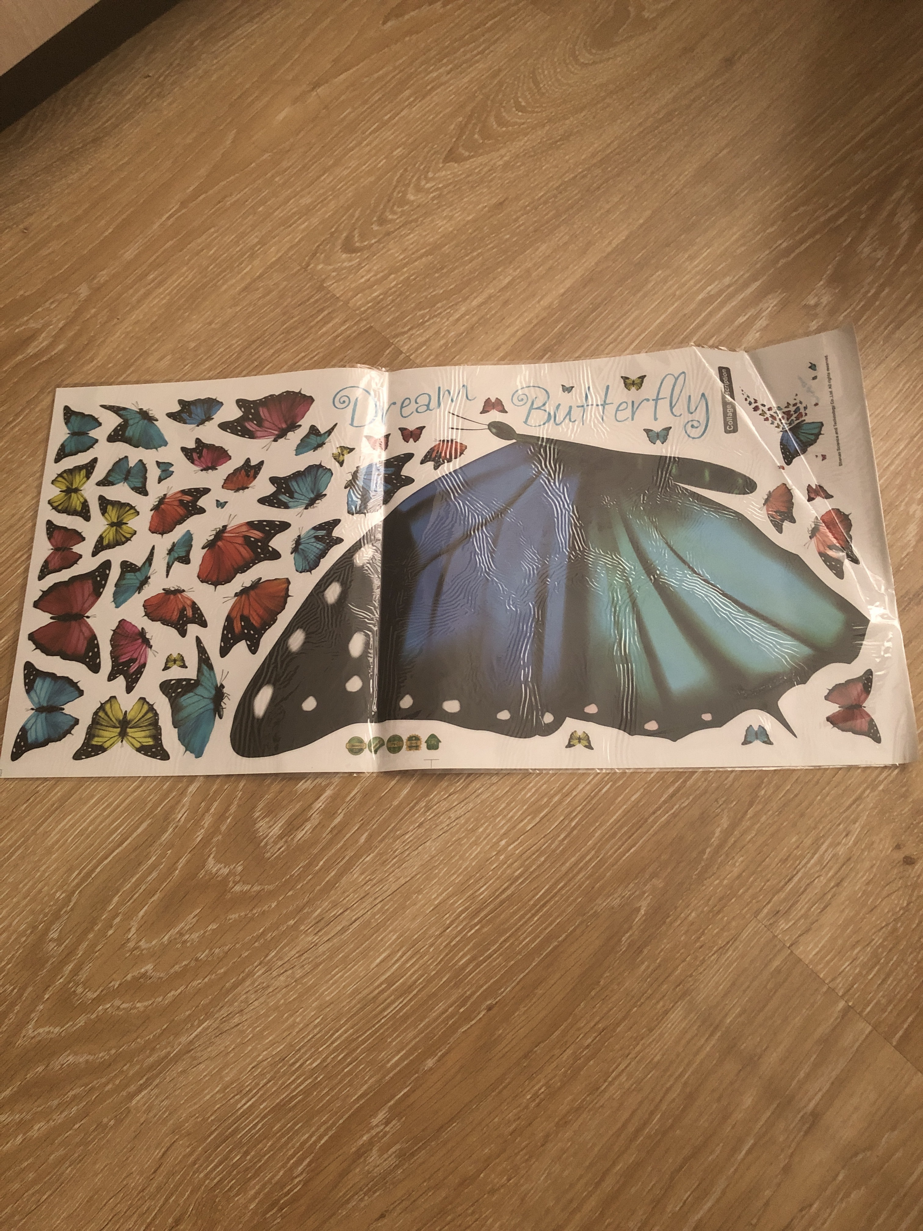Фотография покупателя товара Наклейка пластик интерьерная "Полёт бабочек" 30х60 см - Фото 2