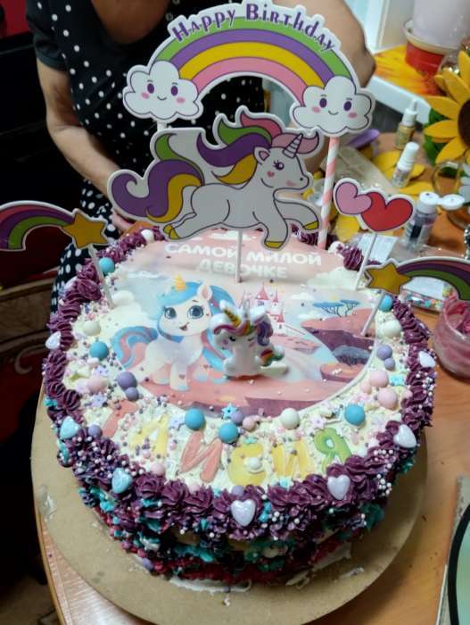 Фотография покупателя товара Вафельные картинки съедобные «С днём рождения» для капкейков, торта, 1 лист А4 - Фото 7