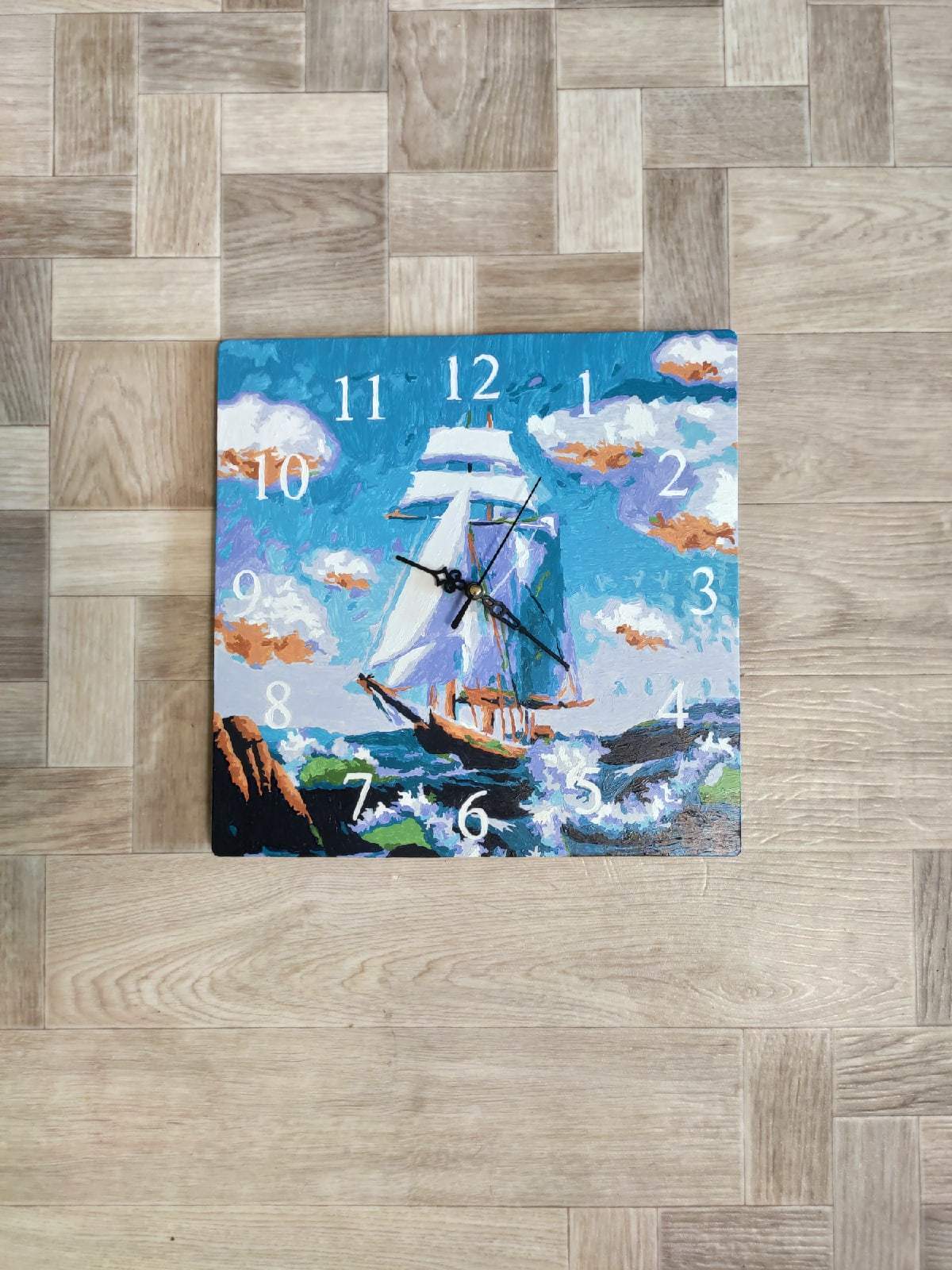 Фотография покупателя товара Картина по номерам - часы «Корабль», 30х30 см - Фото 1