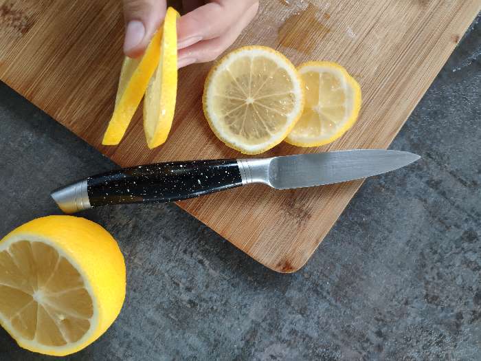 Фотография покупателя товара Нож для овощей Доляна Overlord, лезвие 8,5 см, цвет чёрный - Фото 1