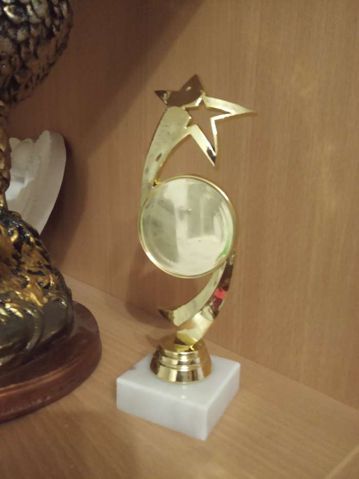 Фотография покупателя товара Кубок «Звезда», подставка камень белая, 20,5 х 6 х 5 см - Фото 5