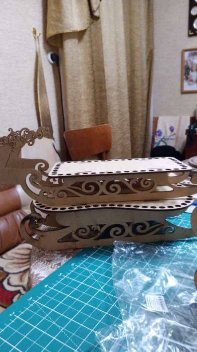 Фотография покупателя товара Заготовка для вязания "Сани. Вид 3" набор 3 детали, донышко 25х15 см - Фото 1