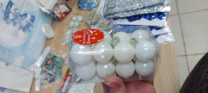 Фотография покупателя товара Ёлочные игрушки «Перл», шары новогодние, d=3 см, набор 16 шт., белый - Фото 7