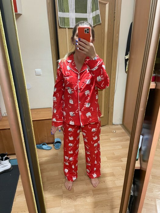 Фотография покупателя товара Пижама новогодняя женская (рубашка и брюки) KAFTAN Cats, размер 40-42 - Фото 1