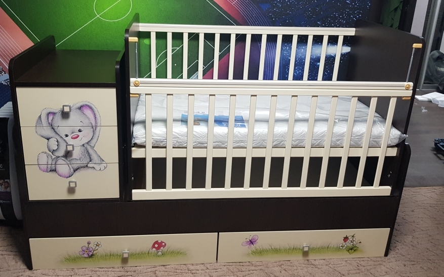 Фотография покупателя товара Детская кровать-трансформер Фея 1100 «Зайчонок», цвет венге/бежевый