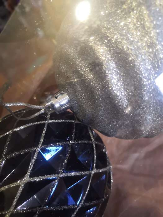 Фотография покупателя товара Набор шаров пластик d-10 см, 3 шт "Корнелия сеточка" серебристо-синий - Фото 1