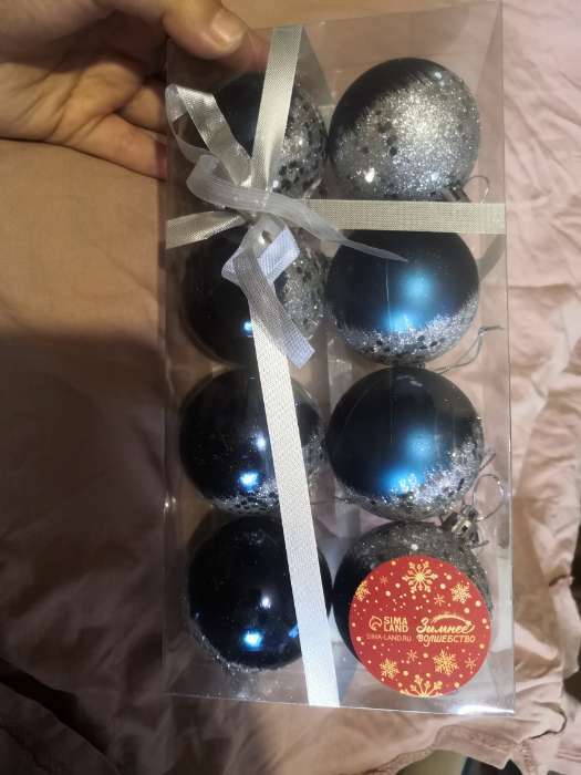 Фотография покупателя товара Ёлочные игрушки «Волшебство», шары новогодние, d=5.5 см, 8 шт., синий - Фото 2