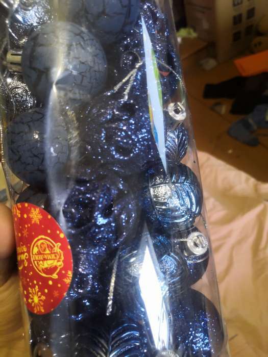 Фотография покупателя товара Ёлочные игрушки, шары новогодние , пластик, набор d-4 см, 30 шт "Мелодия" орнамент, красный - Фото 5