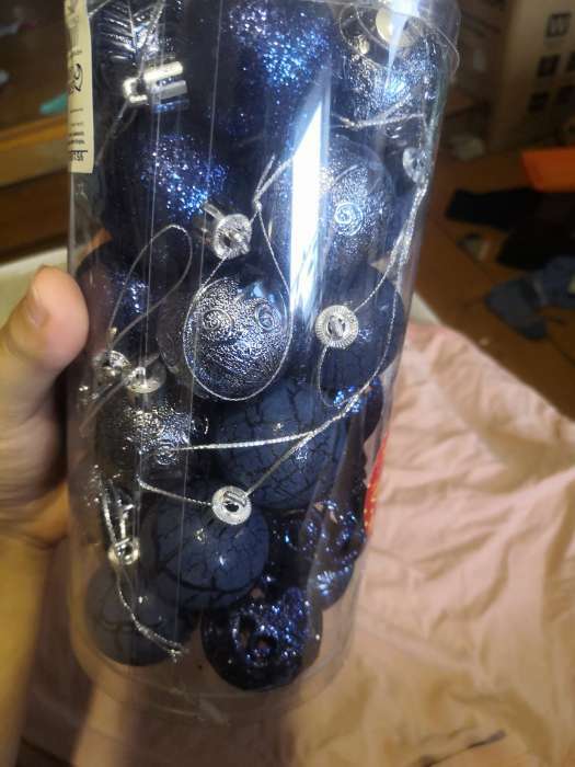 Фотография покупателя товара Ёлочные игрушки, шары новогодние , пластик, набор d-4 см, 30 шт "Мелодия" орнамент, красный - Фото 4