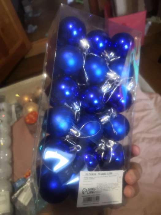 Фотография покупателя товара Ёлочные игрушки «Однотонный», шары новогодние, набор 36 шт., d=4 см, синий - Фото 1