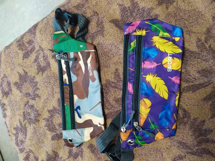 Фотография покупателя товара Сумка поясная на молнии, наружный карман, цвет фиолетовый/разноцветный - Фото 2