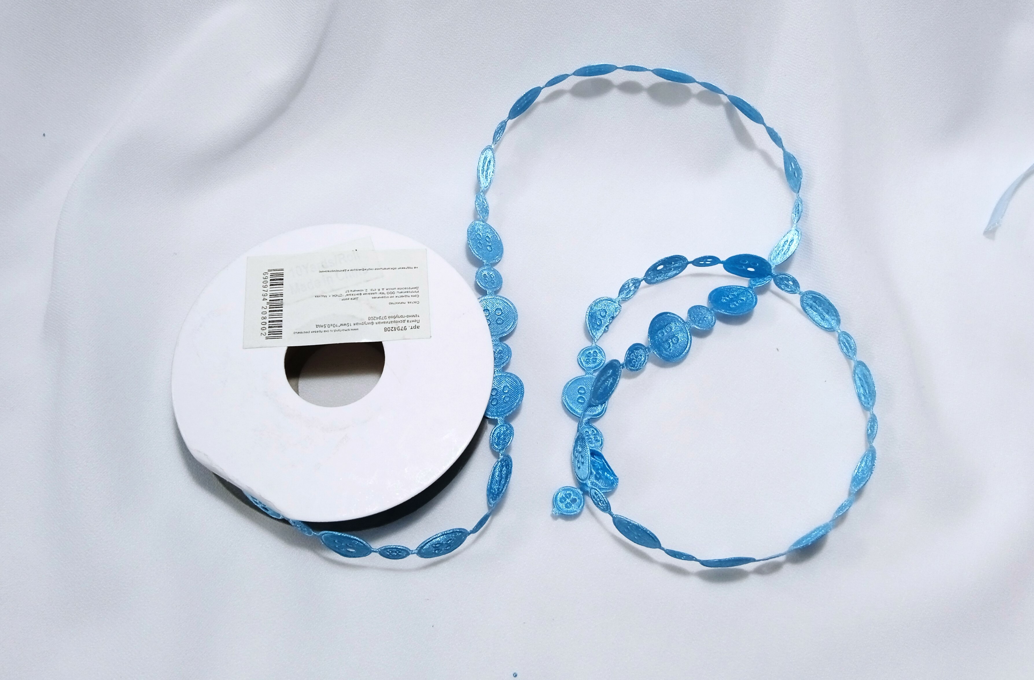 Фотография покупателя товара Лента фигурная «Пуговки», 15 мм, 9 ± 0,5 м, цвет синий - Фото 1