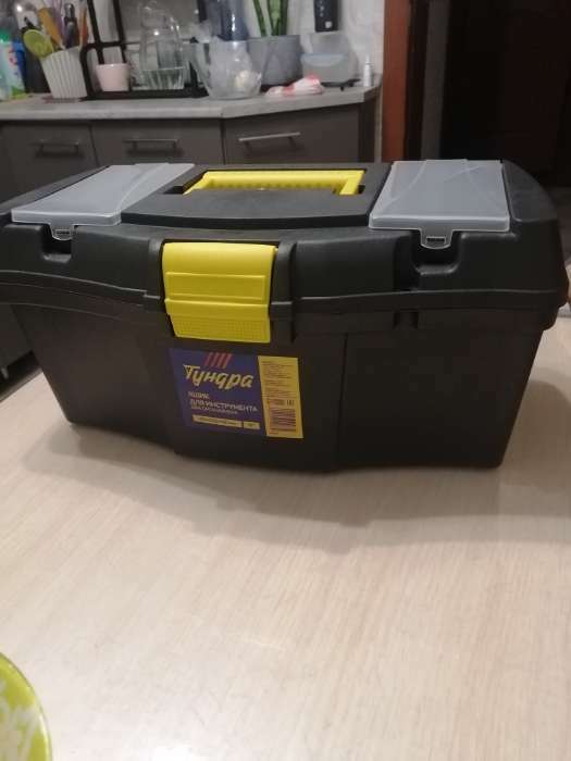 Фотография покупателя товара Ящик для инструмента ТУНДРА, 16", 410 х 220 х 190 мм, пластиковый, два органайзера