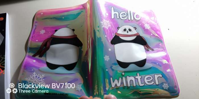 Фотография покупателя товара Подарочный набор: голографический блокнот и обложка Snow panda - Фото 1