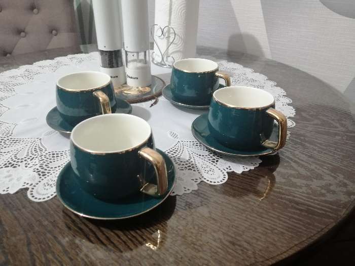 Фотография покупателя товара Чайная пара керамическая «Изумруд», 2 предмета: чашка 300 мл, блюдце d=13,5 см - Фото 2