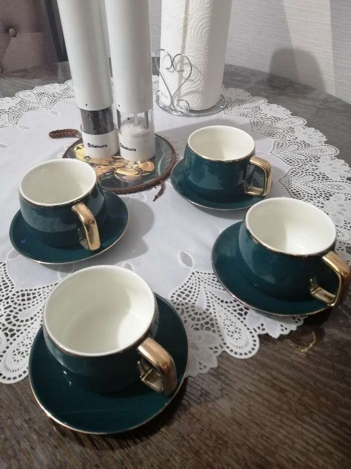 Фотография покупателя товара Чайная пара керамическая «Изумруд», 2 предмета: чашка 300 мл, блюдце d=13,5 см - Фото 4