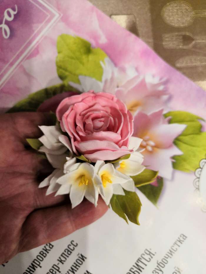 Фотография покупателя товара Браслет из фоамирана своими руками "Розовая роза" - Фото 1
